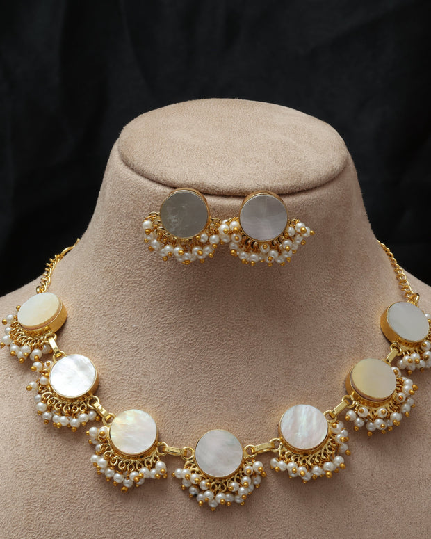 Pearl Eclipse Necklace Set 18K Gold Plated