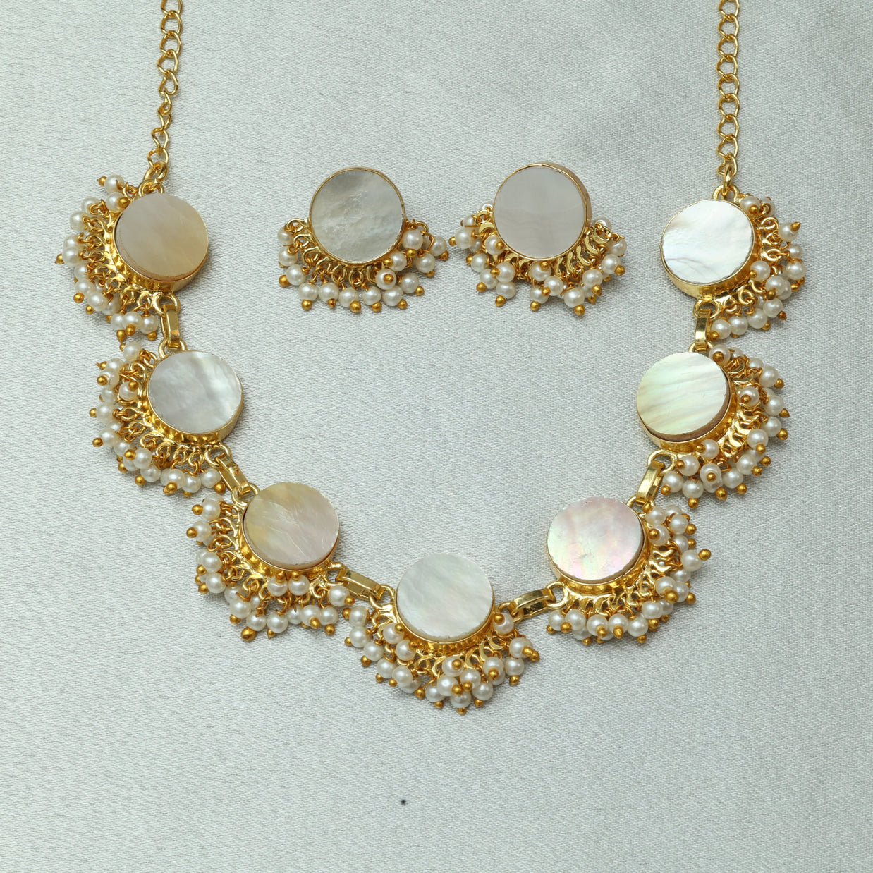 Pearl Eclipse Necklace Set 18K Gold Plated