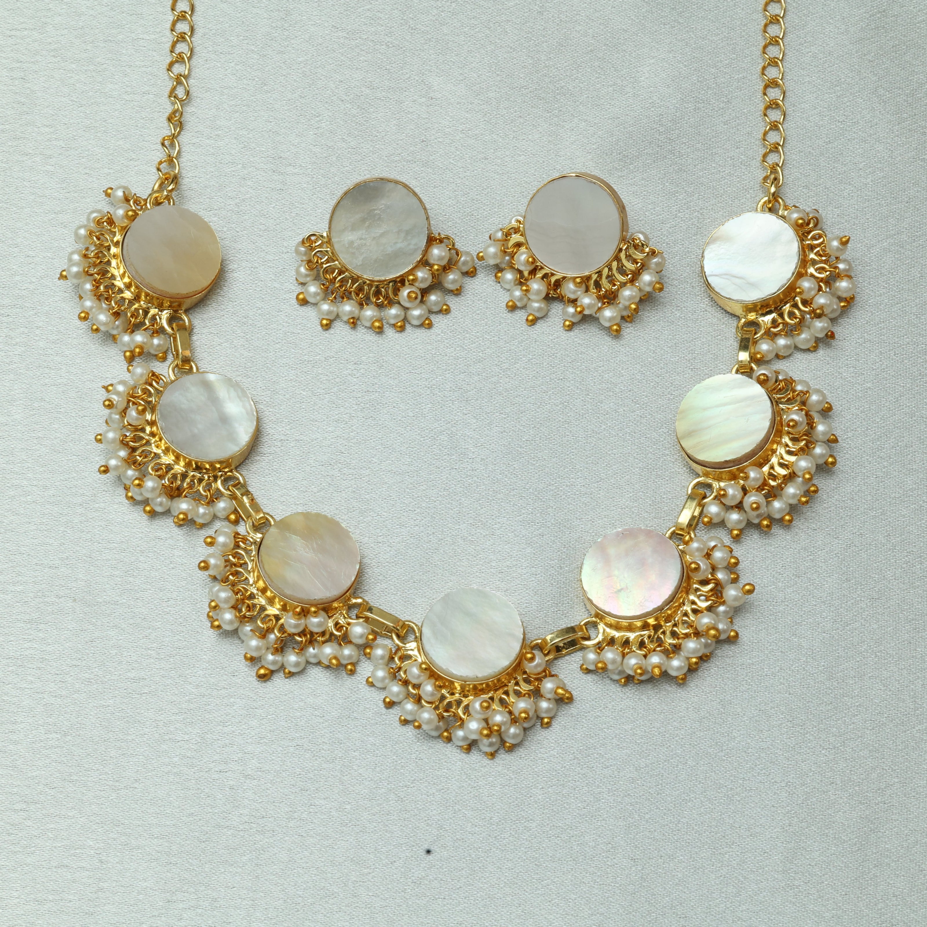 Pearl Eclipse Necklace Set 18K Gold Plated