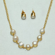 Minimal Pearl Necklace Set 18K Gold Plated