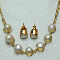 Minimal Pearl Necklace Set 18K Gold Plated