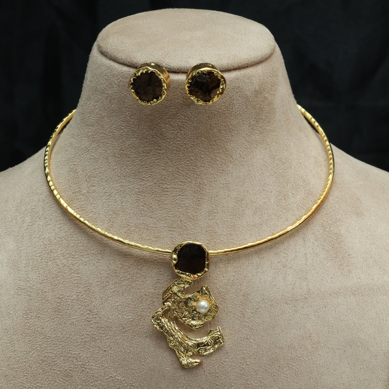 Celestial Natural Stone Neckcuff Set 18K Gold Plated