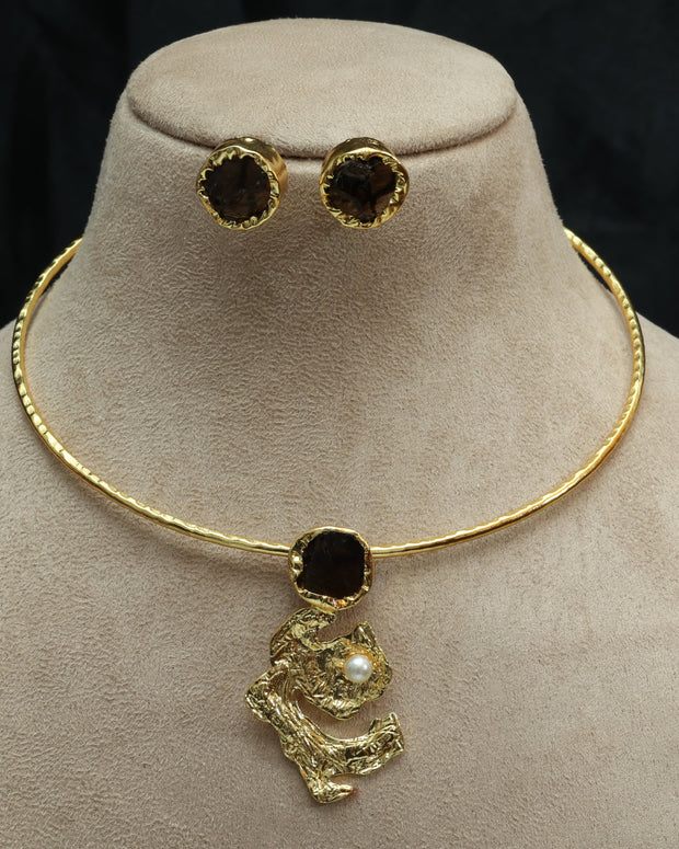 Celestial Natural Stone Neckcuff Set 18K Gold Plated