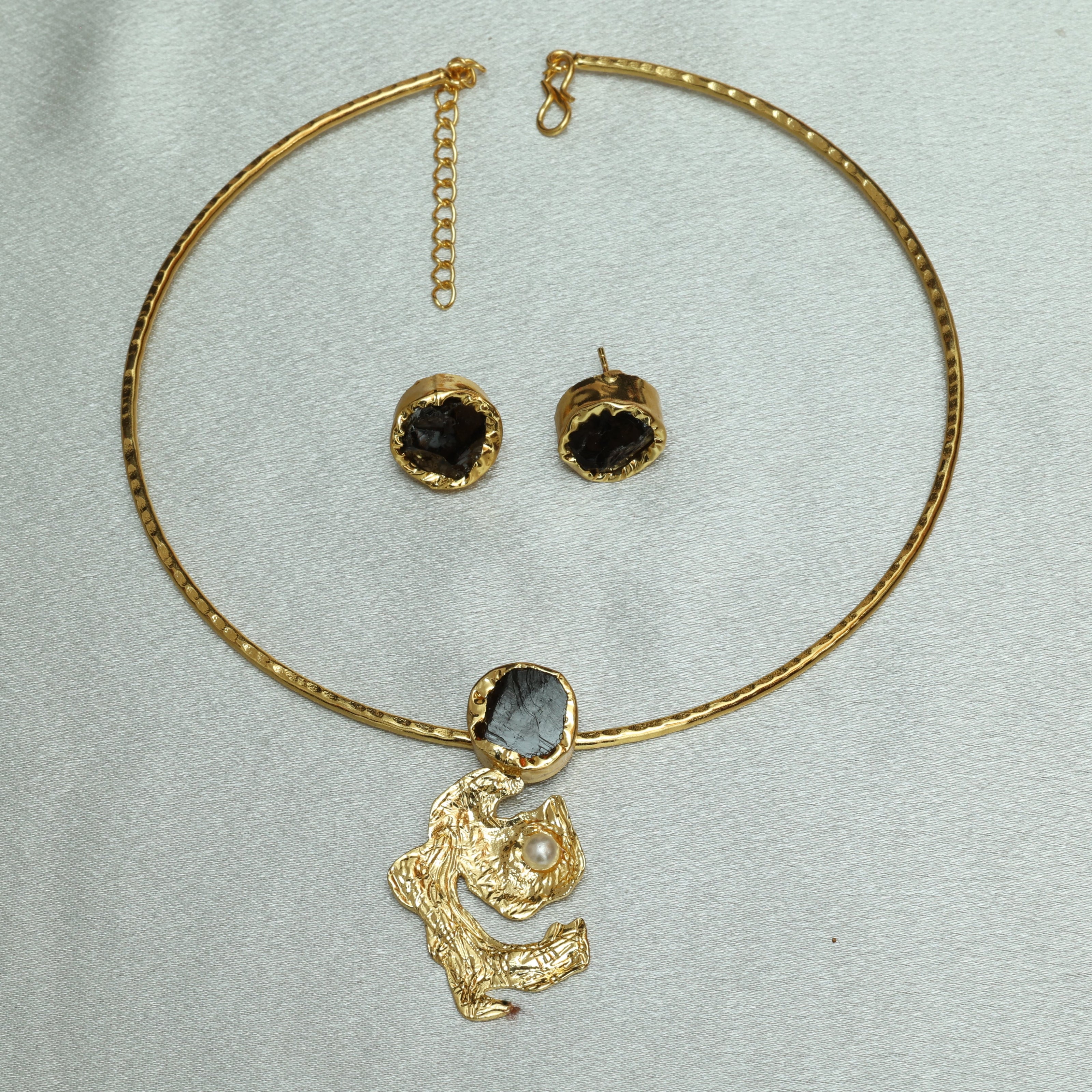 Celestial Natural Stone Neckcuff Set 18K Gold Plated