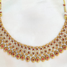 Antique Ruby Droplet Necklace