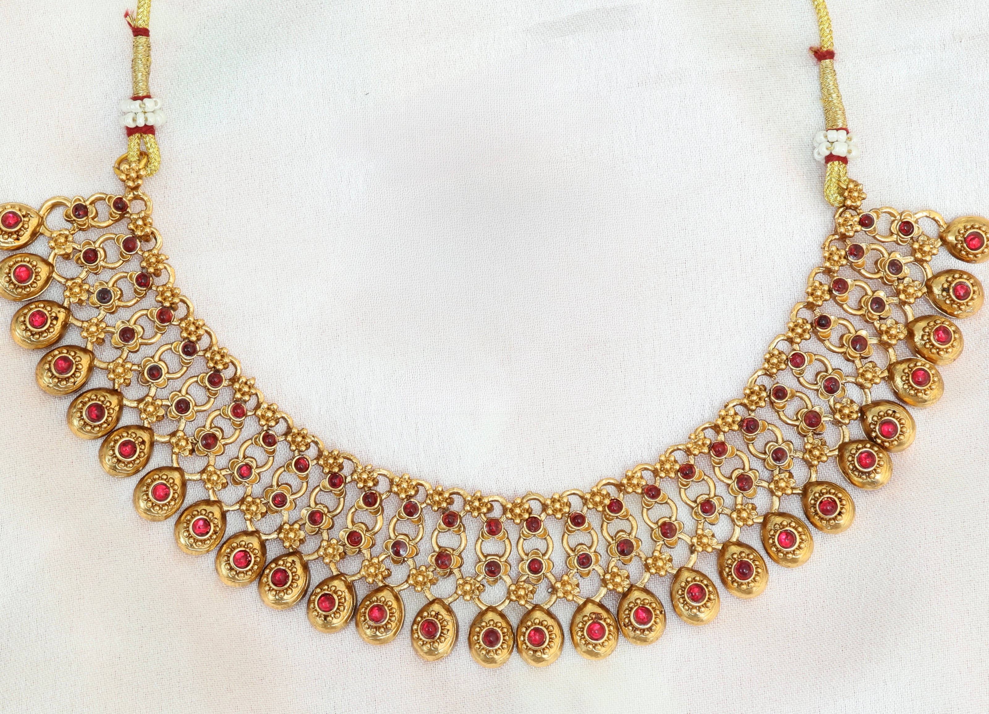 Antique Ruby Droplet Necklace