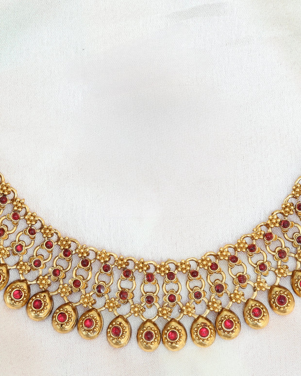 Antique Ruby Droplet Necklace