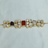 Ethereal Mosaic Choker With Natural Stones And Pearl 18K Gold Plated