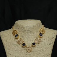 Golden Whirl Amethyst Natural Stone Necklace 18K Gold Plated