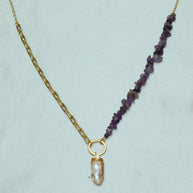 Natutal Stone Chain With Pearl Pendant