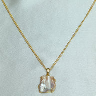 Minimal Pearl Pendant Chain 18K Gold Plated