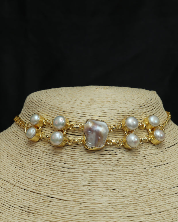 Double Layered Pearl 2 In 1 Choker/Bracelet