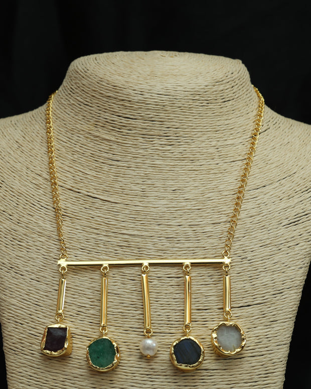 Gem Symphony Multicoloured Chain 18K Gold Plated