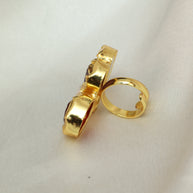 Gem Harmony Multicoloured Natural Stone Adjustable Ring With Pearl 18K Gold Plated
