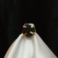 Minimalist Natural Stone Adjustable Ring 18K Gold Plated