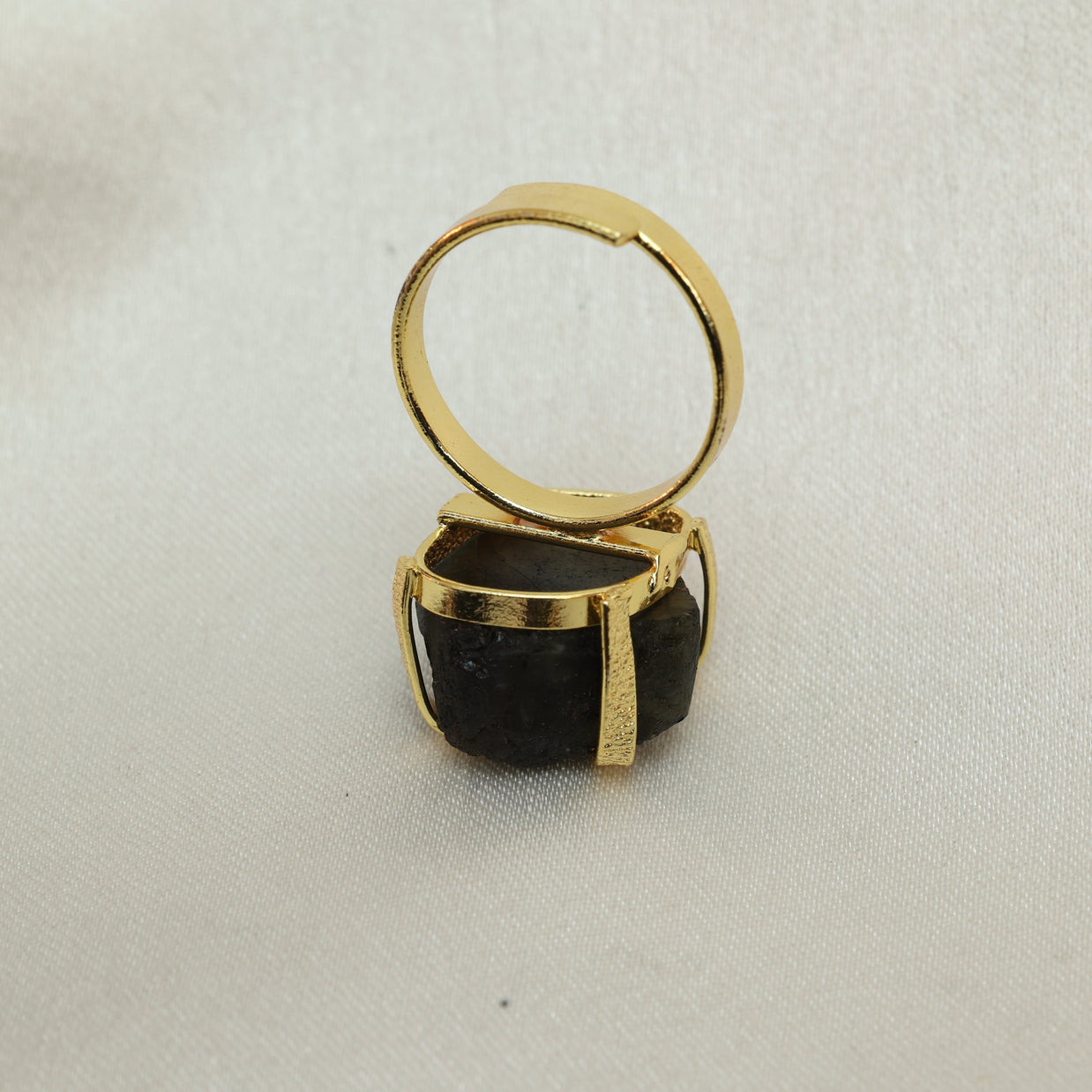 Minimalist Natural Stone Adjustable Ring 18K Gold Plated