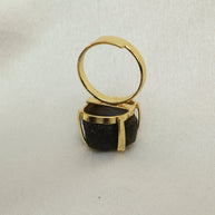 Minimalist Natural Stone Adjustable Ring 18K Gold Plated