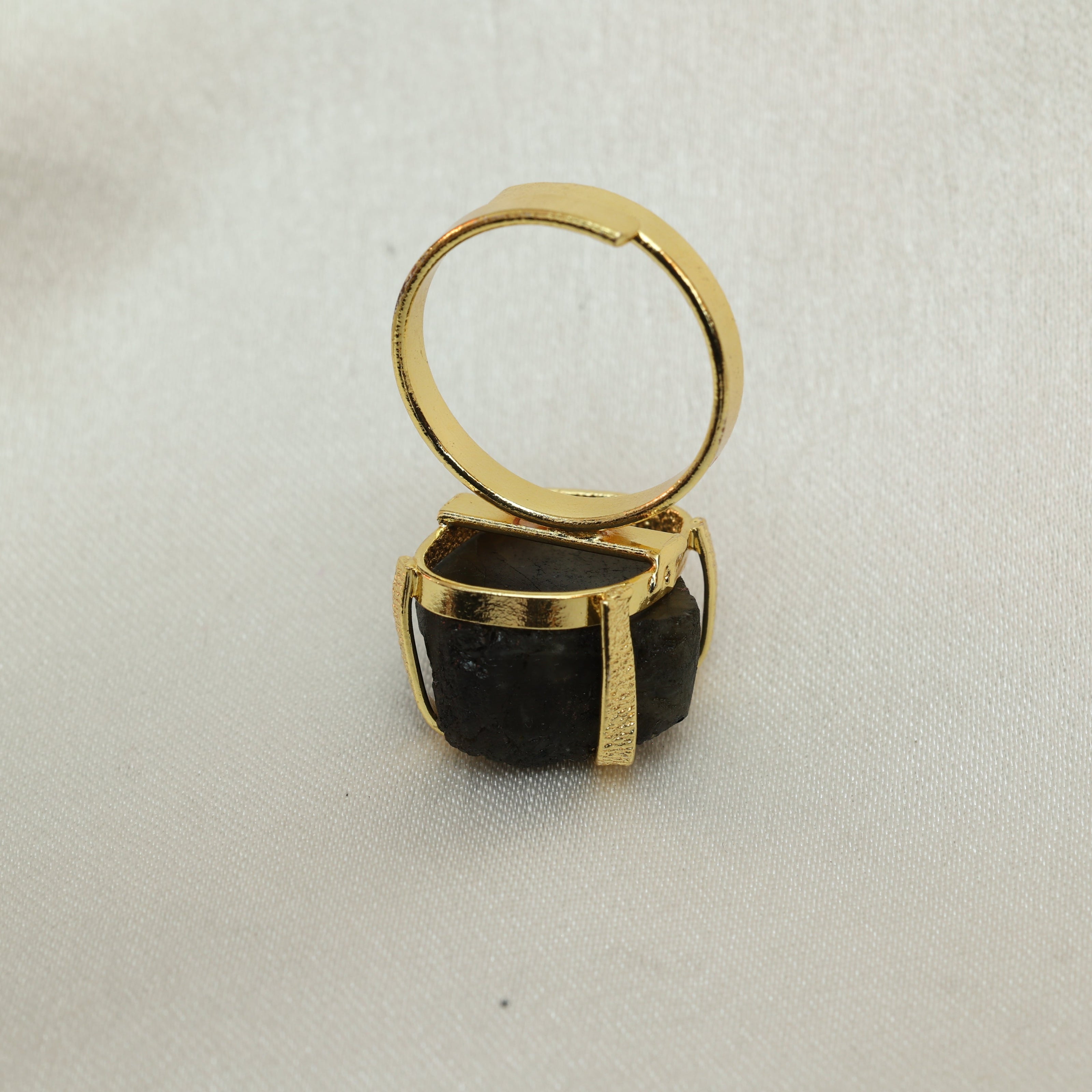 Minimalist Natural Stone Adjustable Ring 18K Gold Plated