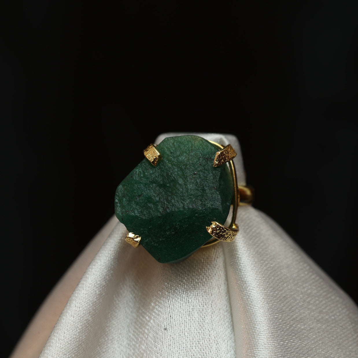 Minimalist Natural Stone Adjustable Ring 18K Gold Plated