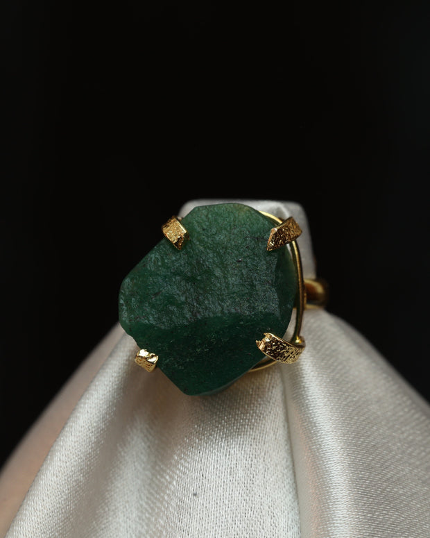 Minimalist Natural Stone Adjustable Ring 18K Gold Plated