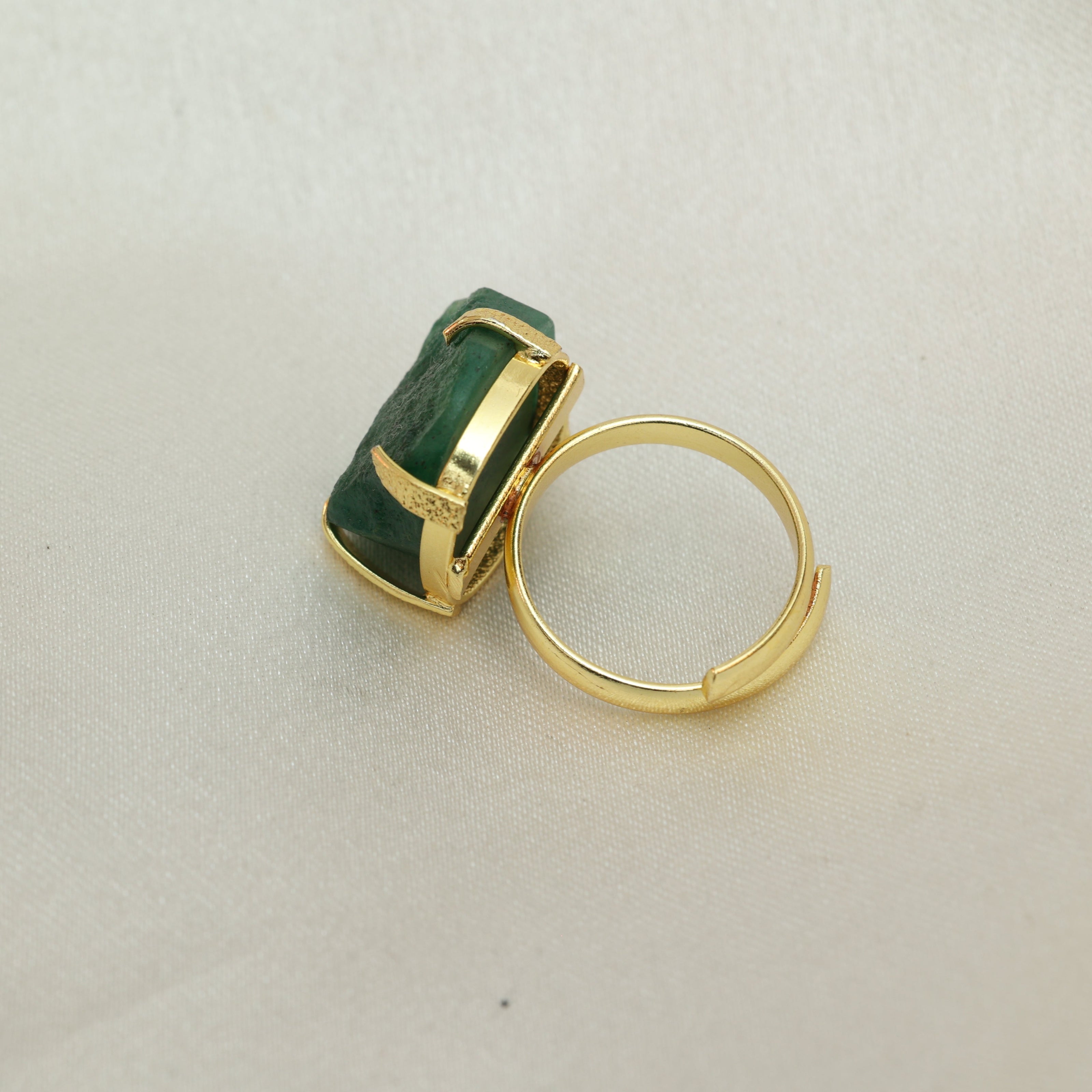 Minimalist Natural Stone Adjustable Ring 18K Gold Plated