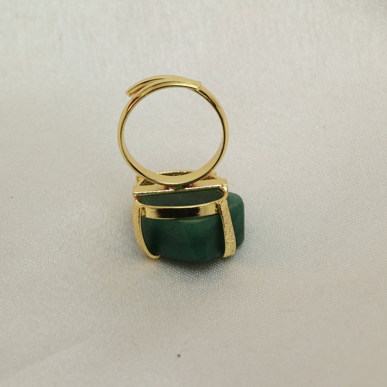 Minimalist Natural Stone Adjustable Ring 18K Gold Plated