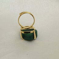 Minimalist Natural Stone Adjustable Ring 18K Gold Plated