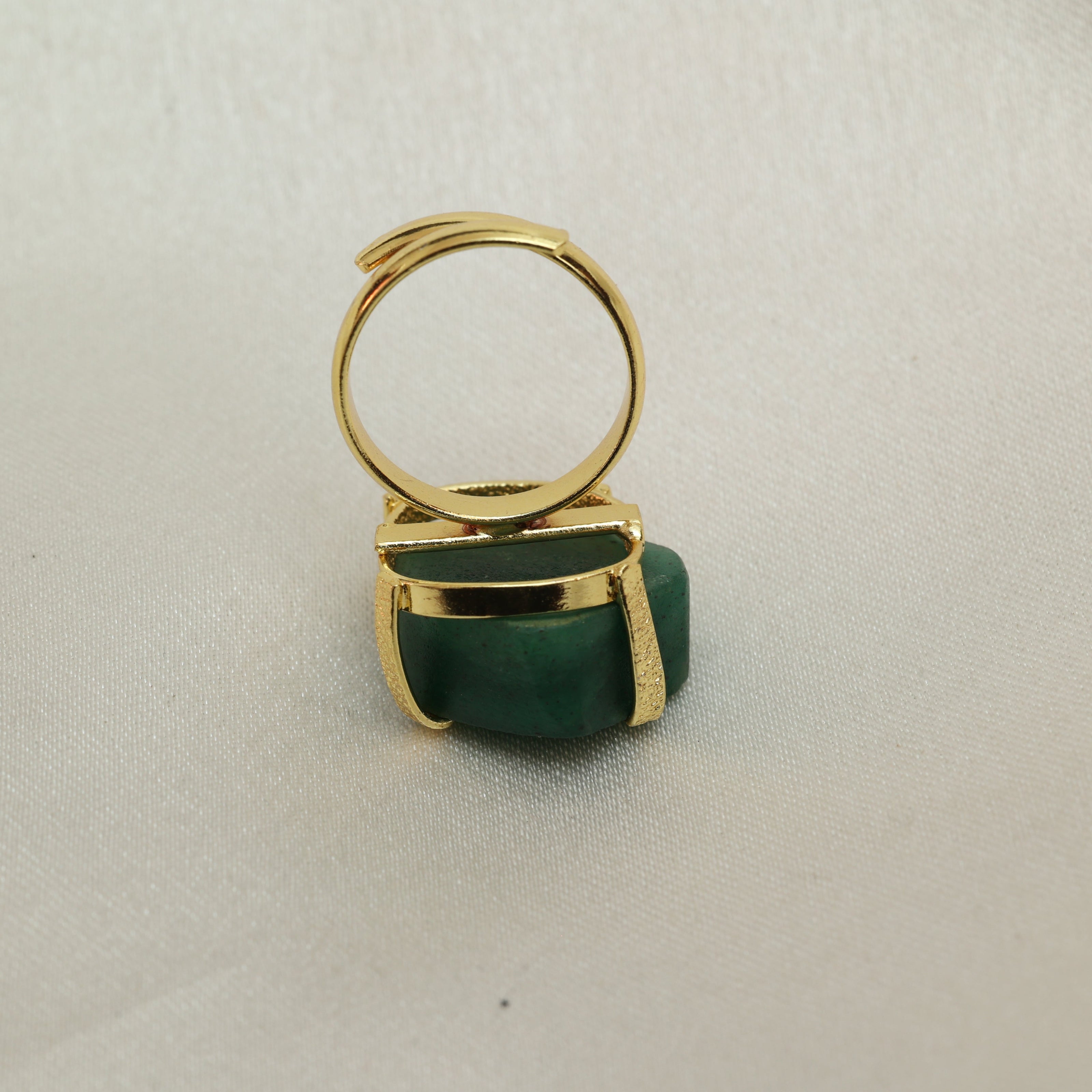 Minimalist Natural Stone Adjustable Ring 18K Gold Plated