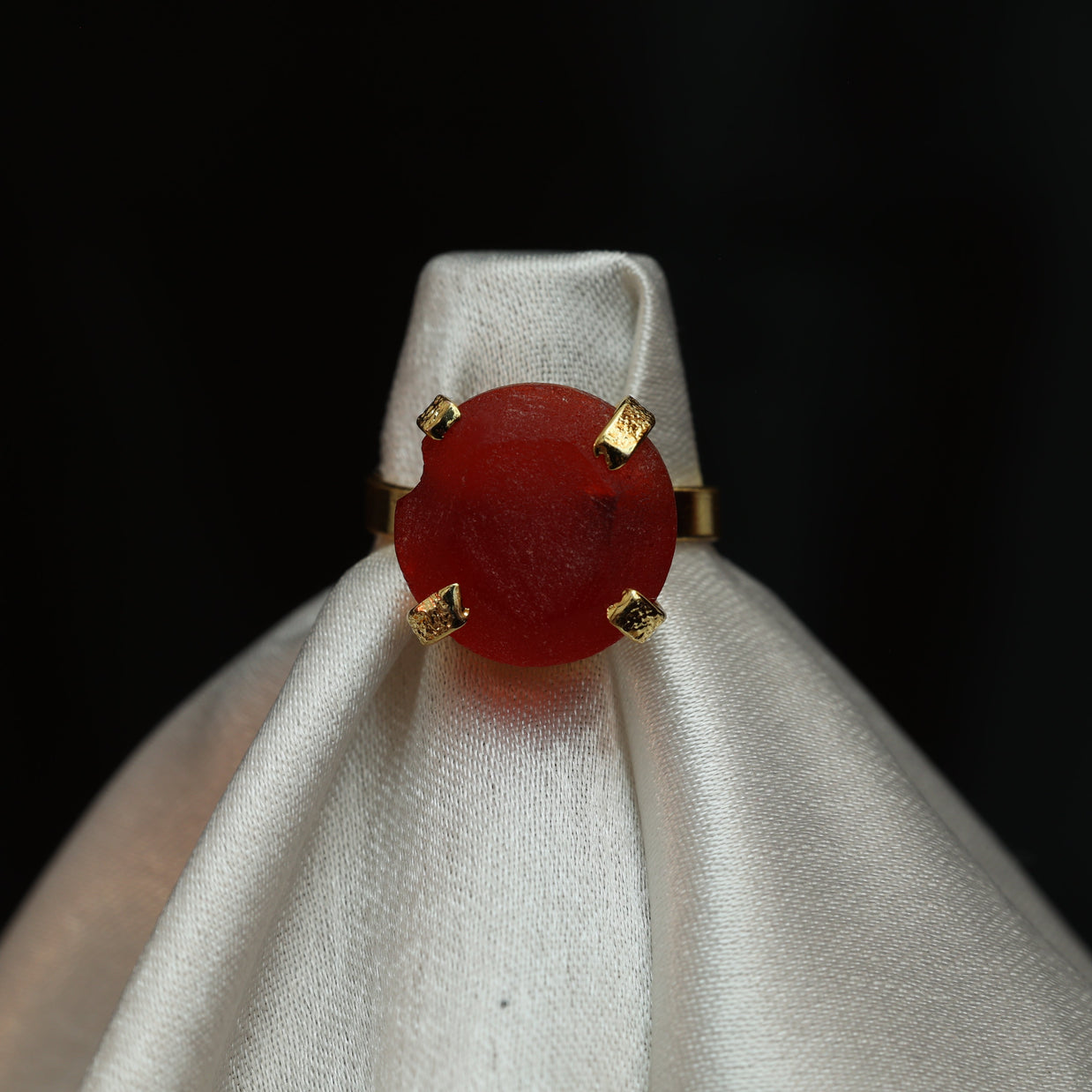 Minimalist Natural Stone Adjustable Ring 18K Gold Plated