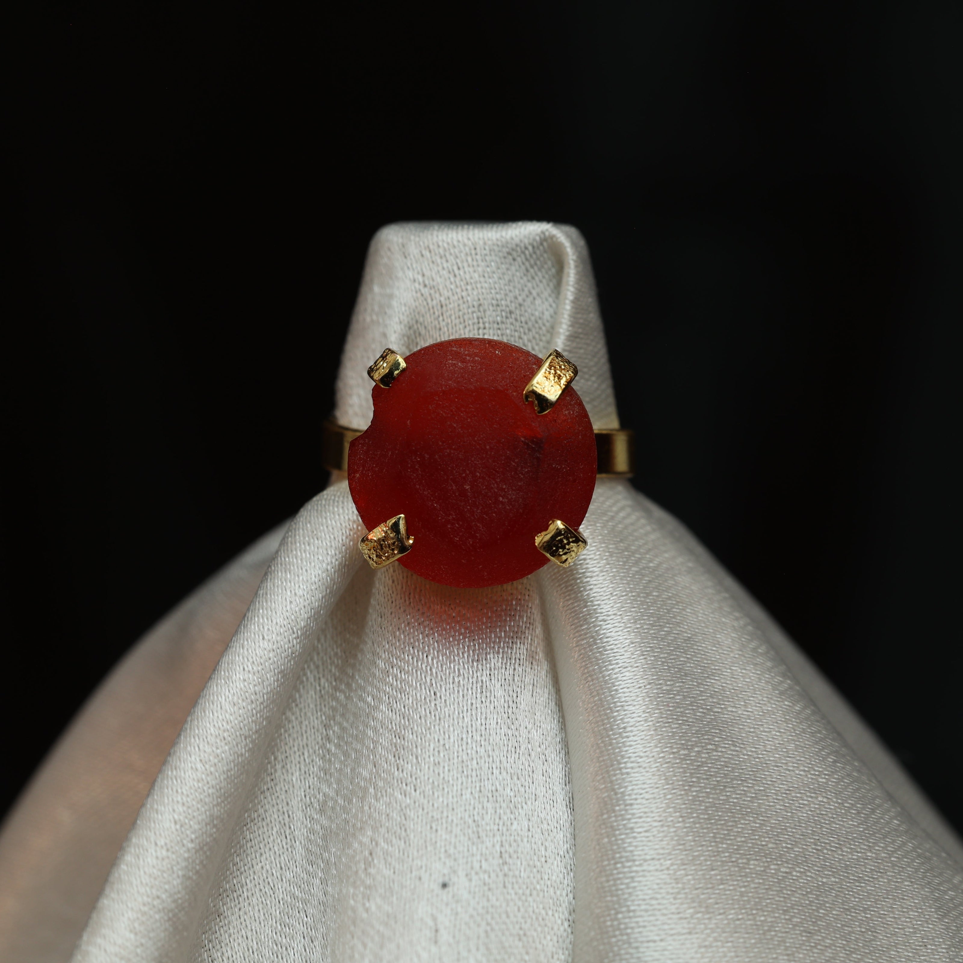 Minimalist Natural Stone Adjustable Ring 18K Gold Plated