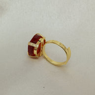 Minimalist Natural Stone Adjustable Ring 18K Gold Plated