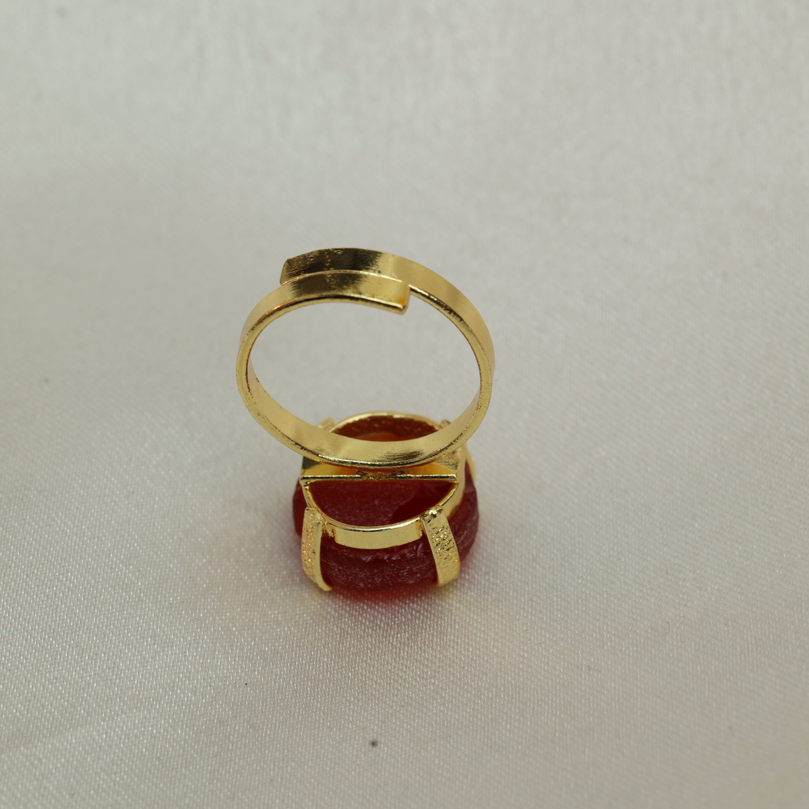 Minimalist Natural Stone Adjustable Ring 18K Gold Plated