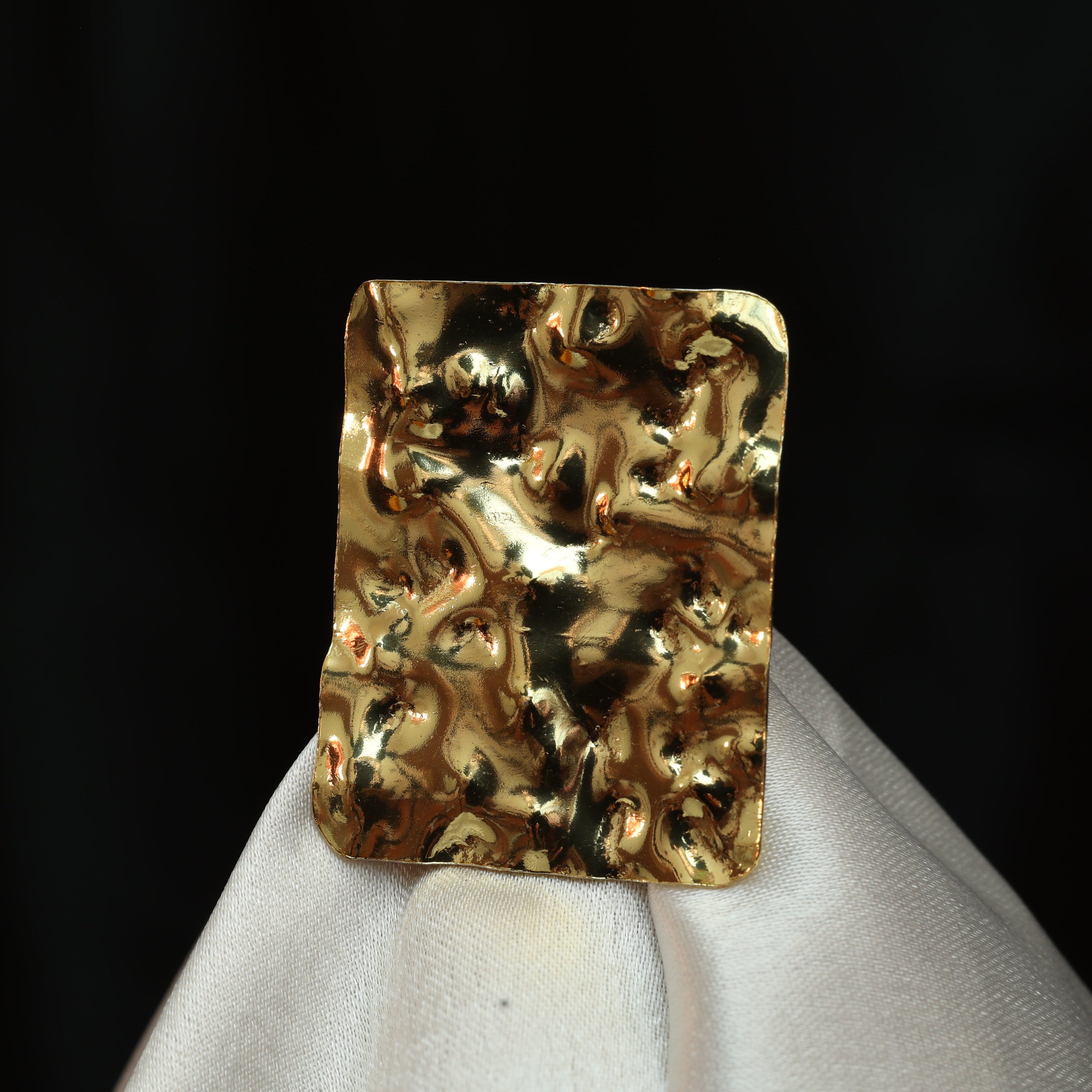 Golden Terrain Statement Adjustable Ring 18K Gold Plated