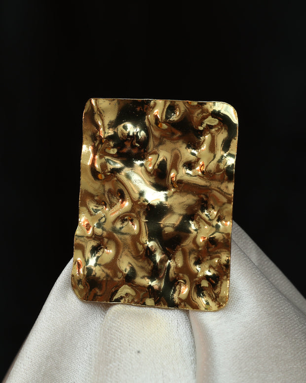 Golden Terrain Statement Adjustable Ring 18K Gold Plated