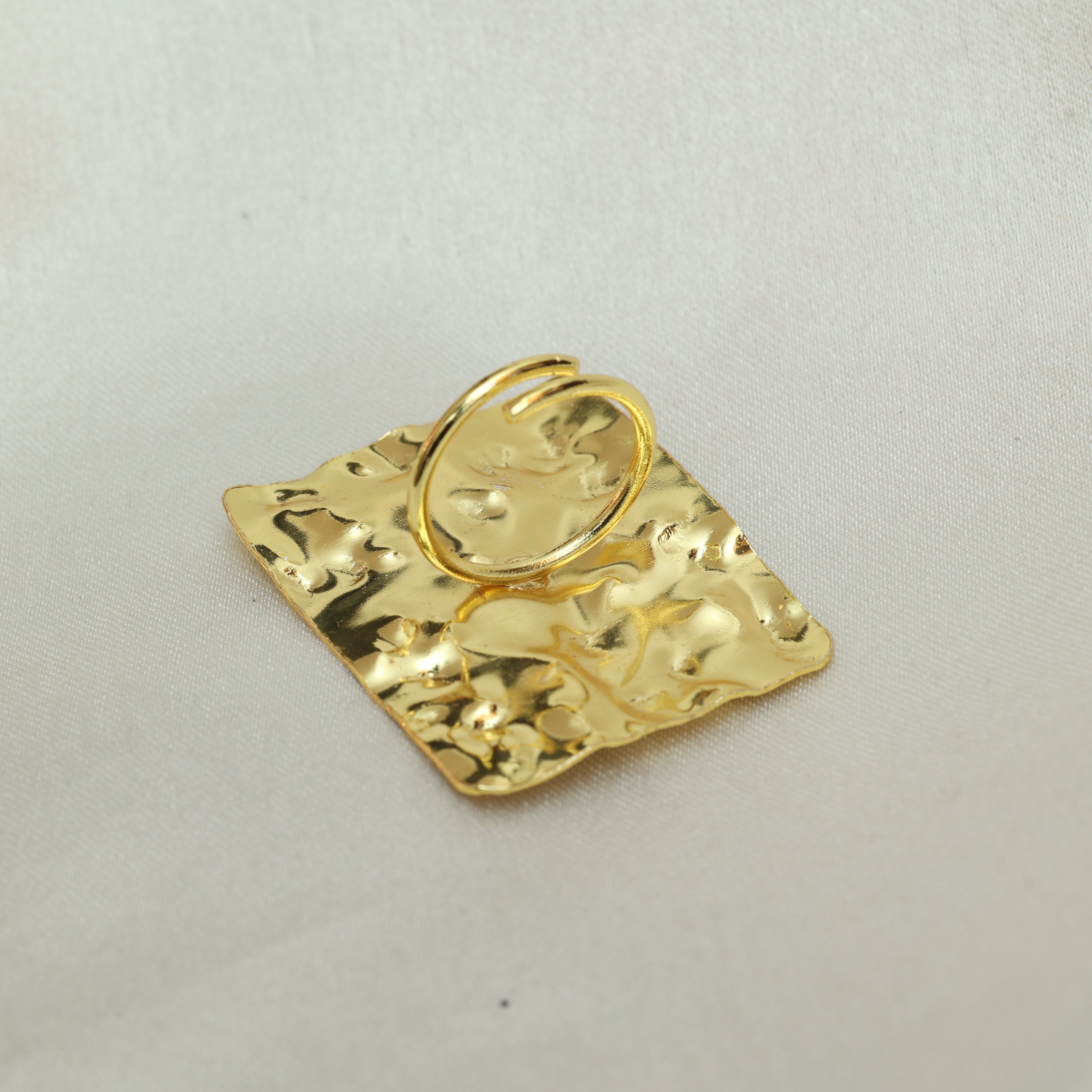 Golden Terrain Statement Adjustable Ring 18K Gold Plated