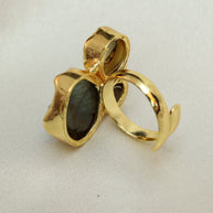Multicoloured Natural Stone Adjustable Ring With Elegance Of Pearl 18K Gold Plated