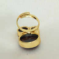 Multicoloured Natural Stone Adjustable Ring With Elegance Of Pearl 18K Gold Plated