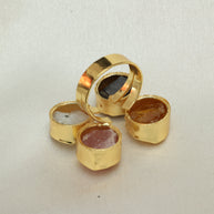 4 Natural Stone Multicoloured Adjustable Ring 18K Gold Plated