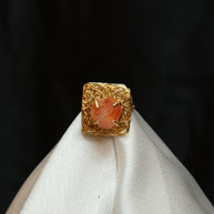 Natural Stone Nest Ring Adjustable 18K Gold Plated
