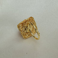 Natural Stone Nest Ring Adjustable 18K Gold Plated