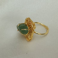 Natural Stone Nest Ring Adjustable 18K Gold Plated