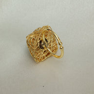Natural Stone Nest Ring Adjustable 18K Gold Plated
