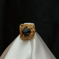 Natural Stone Nest Ring Adjustable 18K Gold Plated
