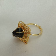 Natural Stone Nest Ring Adjustable 18K Gold Plated