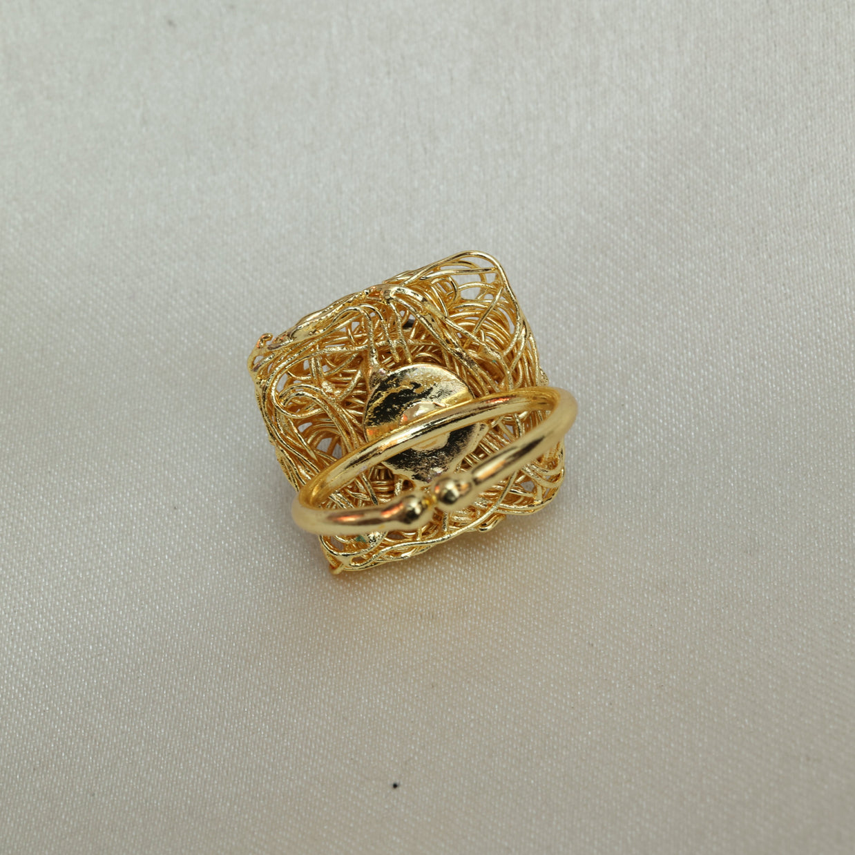 Natural Stone Nest Ring Adjustable 18K Gold Plated