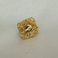 Natural Stone Nest Ring Adjustable 18K Gold Plated