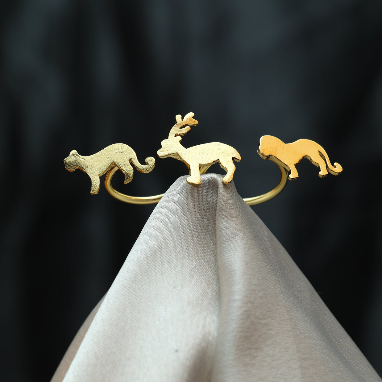 Bold Animal Double Ring Adjustable 18K Gold Plated