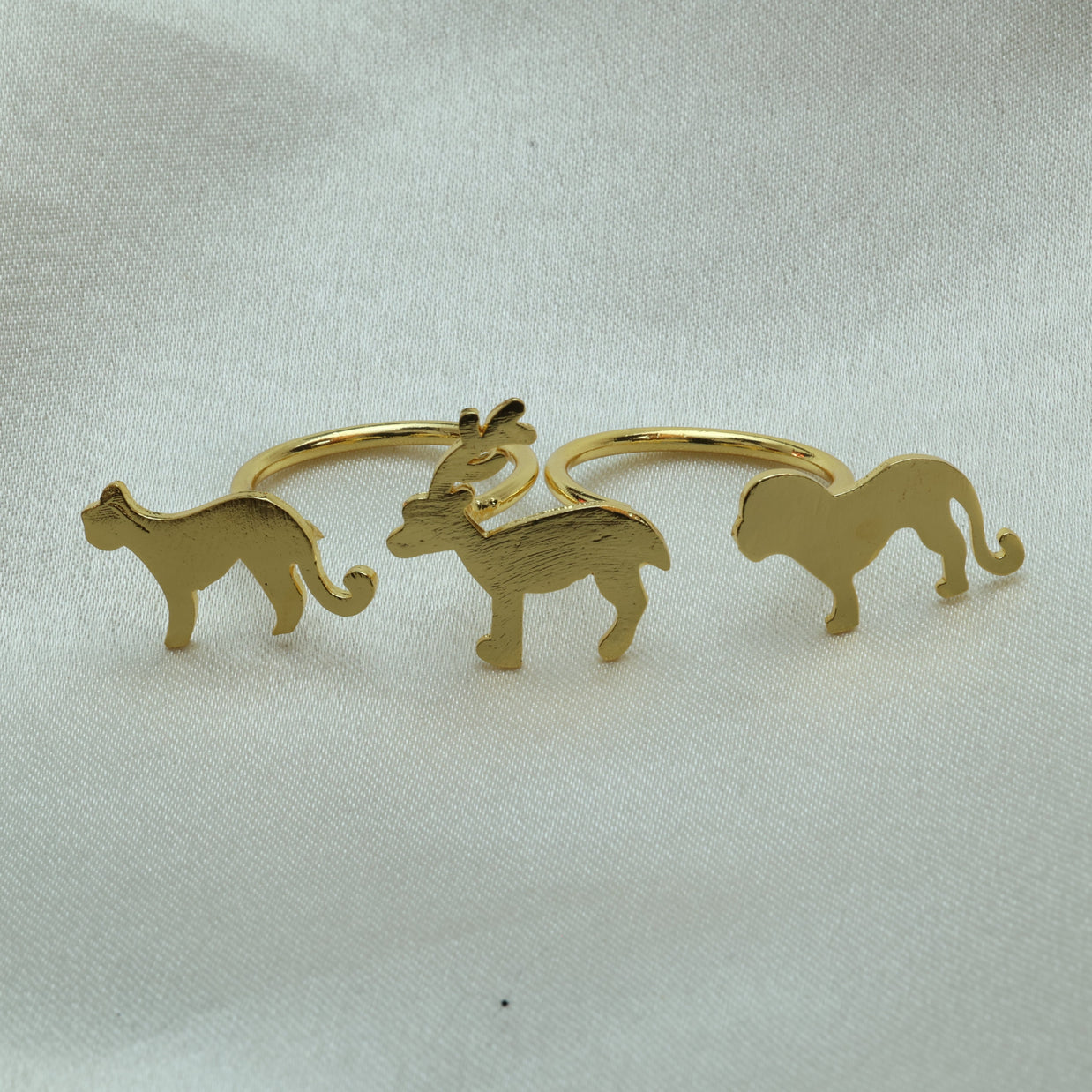 Bold Animal Double Ring Adjustable 18K Gold Plated